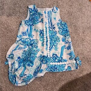 Lilly Pulitzer Blue and White Baby Dress Set